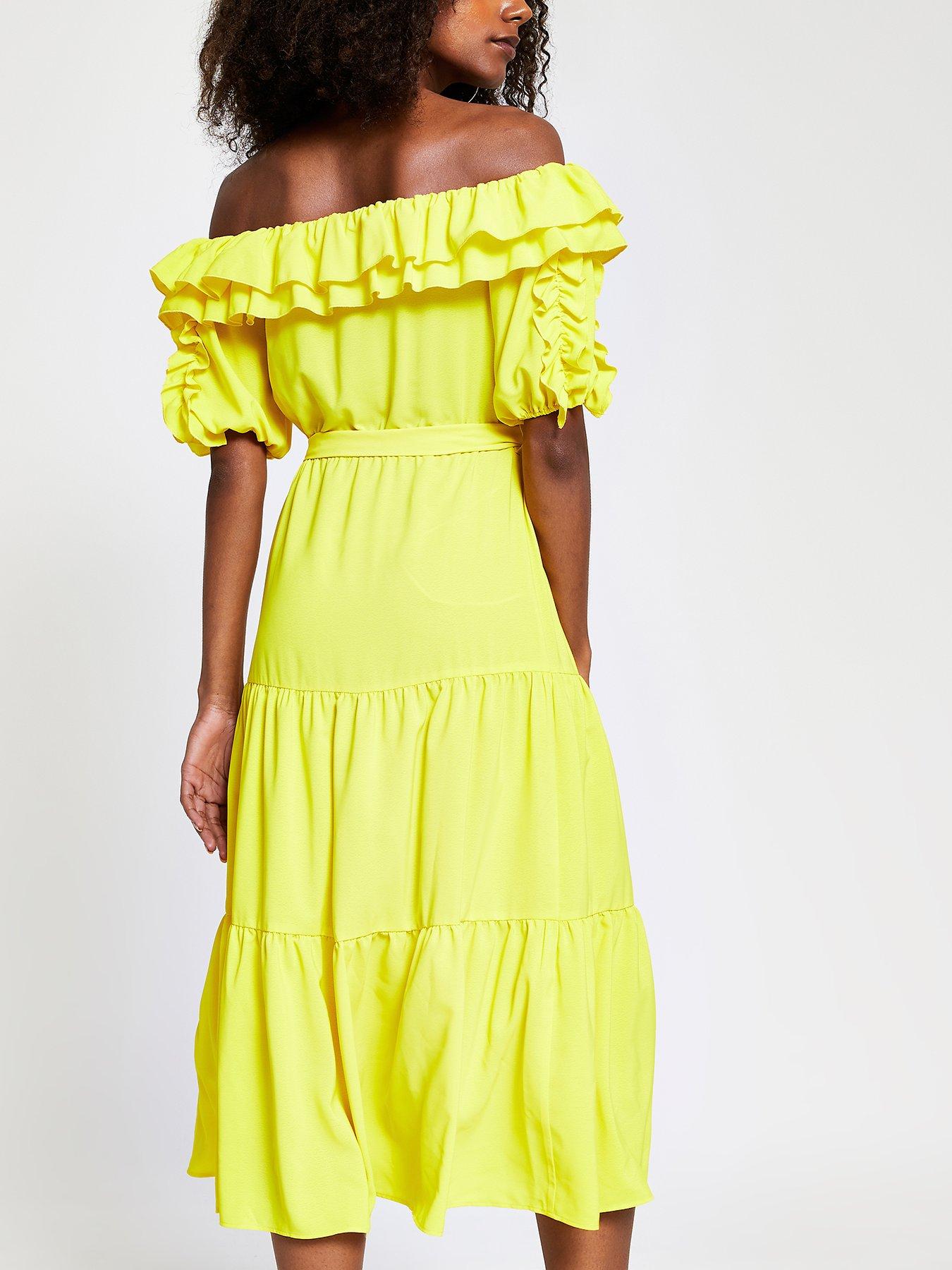River Island Bardot Midi Dress - Yellow ...